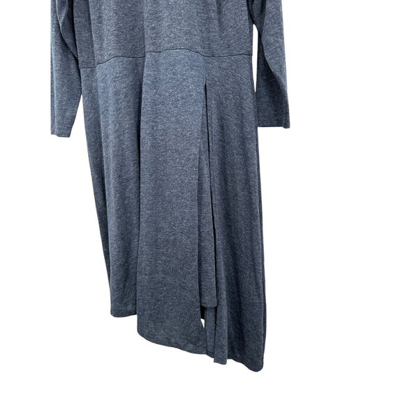 Eloquii Mock-Neck Midi Dress Blue Size 20 Blue Knit Asymmetrical Long Sleeve - Picture 4 of 7